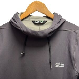 Stio Mens Size Small Gray Fremont Stretch Fleece Pullover Hoodie Sweatshirt Logo